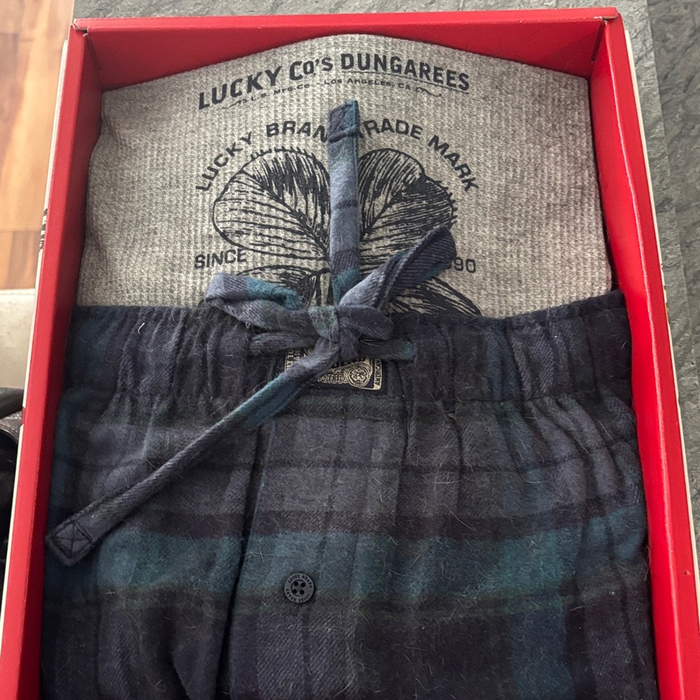 Lucky Brand Gray and Blue Pajama Set